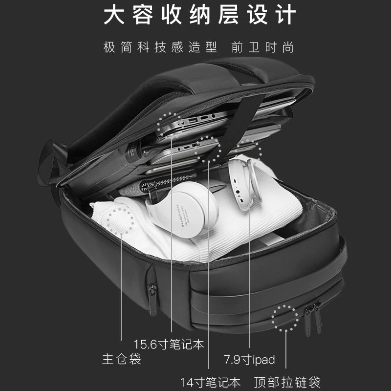 2021BANGE NEW Shell Design Anti-Thief TSA Lock Men Backpack Waterproof 15.6 Inch Laptop Bag Man Travel Bag with USB Charging