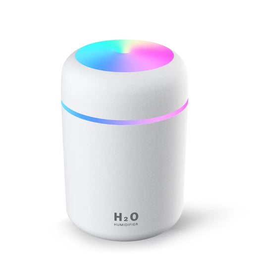 300Ml Small Cool Mist Humidifier,Colorful USB Personal Humidifier for Car White