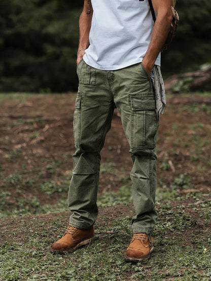 2024 Spring New Heavyweight 340Gsm Fabric Tactical Pants Men High Quality Washed Vintage Cargo Trousers