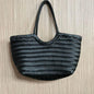 Fashion Leather Handbags Women'S Leather Weaving Casual Shopping Bag Vintage Basket Tote Purse Cowhide Cross Handle Bags