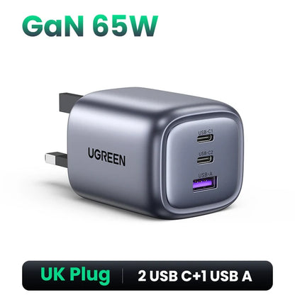 65W Gan Charger USB Fast Charger QC 4.0 PD3.0 for Iphone 13 12 Samsung Huawei Xiaomi Phone Charger Type C Quick Charger