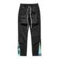 Streetwear Patchwork Cashew Flower Print Cargo Pants Y2K Men Hip Hop Casual Functional Slim Cargo Trousers Male Pocket Side Zip