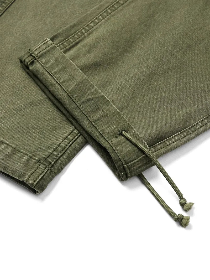 2024 Spring New Heavyweight 340Gsm Fabric Tactical Pants Men High Quality Washed Vintage Cargo Trousers