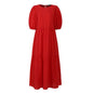 Boho Dress Women Summer Maxi Dress Lady Puff Sleeve Holiday Beach Linen Dress Casual Party Sundress Red Dress Vestidos De Mujer
