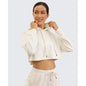 SYROKAN Women'S Hoodies Drawstring Loose Fit Casual Sweatshirt Long Sleeves Workout Crop Tops Cotton Cropped