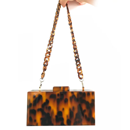 Fashion Design Leopard Pattern Acrylic Clutches Bag Tortoiseshell Print Evening Bags Women Messenge Bag Ladies Party Handbags