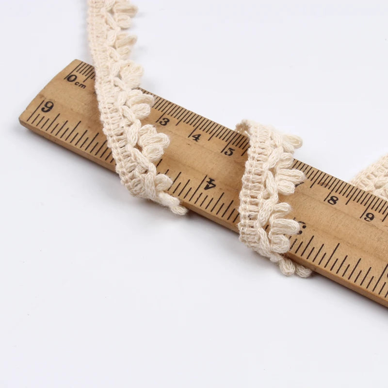 10yards 15mm 100% Cotton Lace Trims Beige Cotton Ribbon DIY Handmade Material Garments Accessories