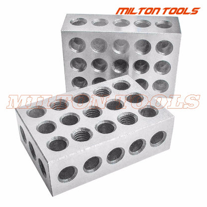 2pcs Hardened Steel 1-2-3" Blocks 0.0001" Precision Matched Machinist 123 Milling Tool 23 Holes 25-50-75mm block gauge