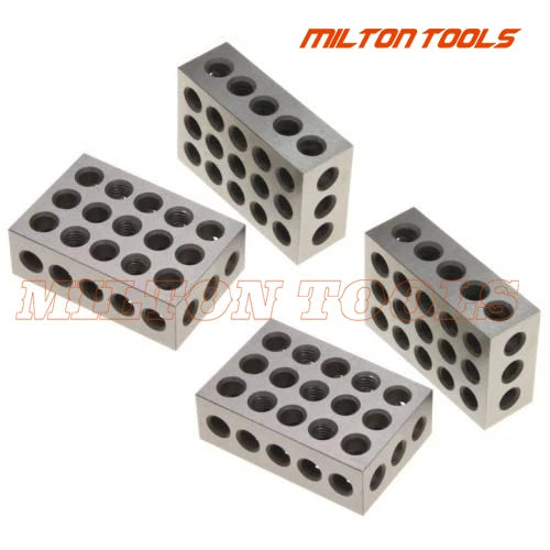 2pcs Hardened Steel 1-2-3" Blocks 0.0001" Precision Matched Machinist 123 Milling Tool 23 Holes 25-50-75mm block gauge