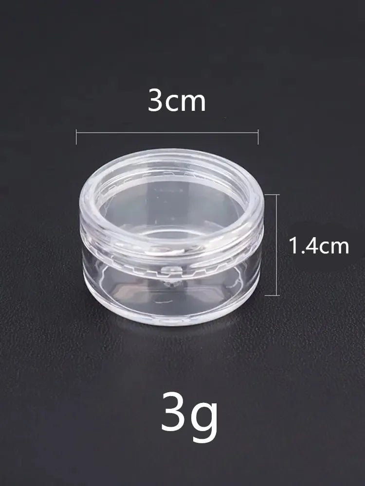 100pc 5g 10g 3g 20g/ml round small plastic  ps jar pot case bottle for Makeup Cosmetic cream sample nail art glitter dust powder
