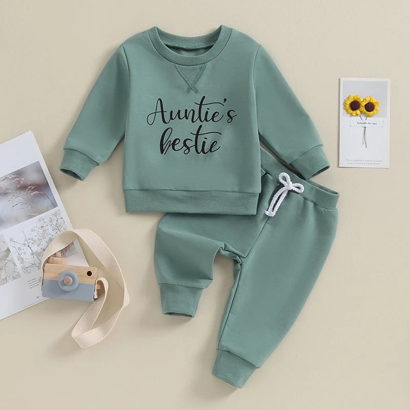 2023-09-05 Lioraitiin 0-3Y Newborn Baby Boys Clothes Letter Print Round Neck Sweatshirt Drawstring Pants Set Infant Fall Outfits