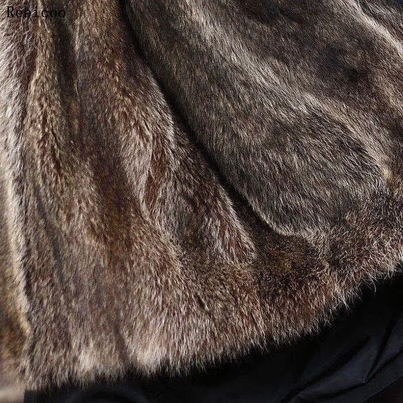 Coat Korean Raccoon Collar Winter Jacket Men Fake Fluffy Fur Parka Casaco
