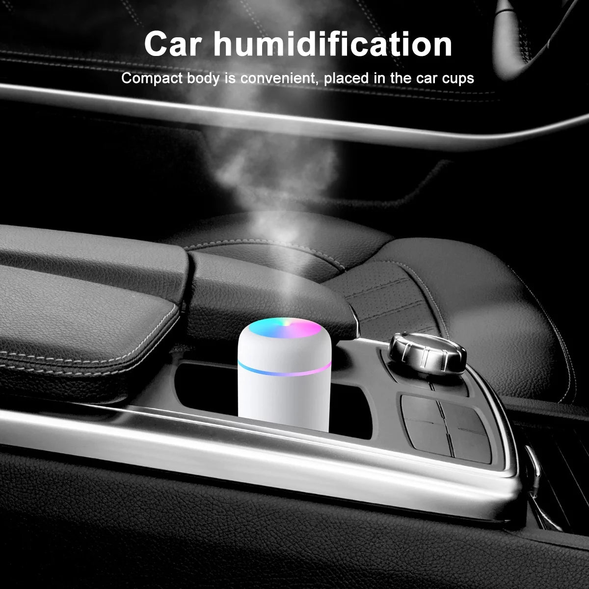 300Ml Small Cool Mist Humidifier,Colorful USB Personal Humidifier for Car White