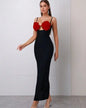 Fashion High Quality Sleeveless Sexy 3D Flowers Spaghetti Strap Backless Design Long Maxi Bandage Dress Cocktail Party Dresses