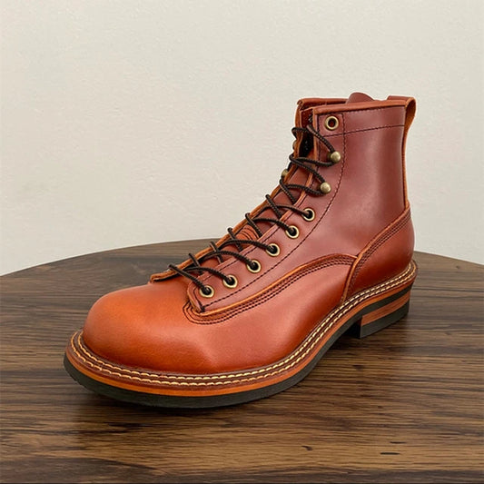Unisex Vintage Handmade Boots Men Casual Cow Leather Shoes High Quality Dress Ankle Boots British Tooling Work Motorcycle Boots