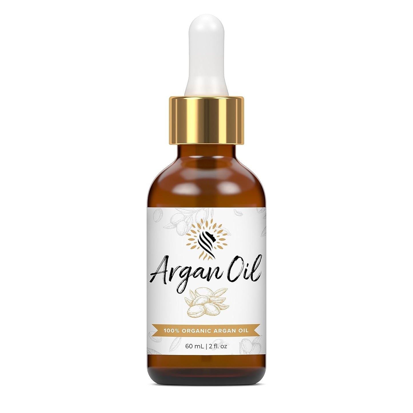100% Pure Organic Moroccan Argan Oil for Hair, Skin, Nails, Cuticles, Face & Beards - Cold Pressed, Unscented - Filtered through Cotton & Charcoal - All Natural Moisturizer - 2 Fl Oz